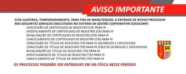 Aviso Importante - Manutenção SisGCorp